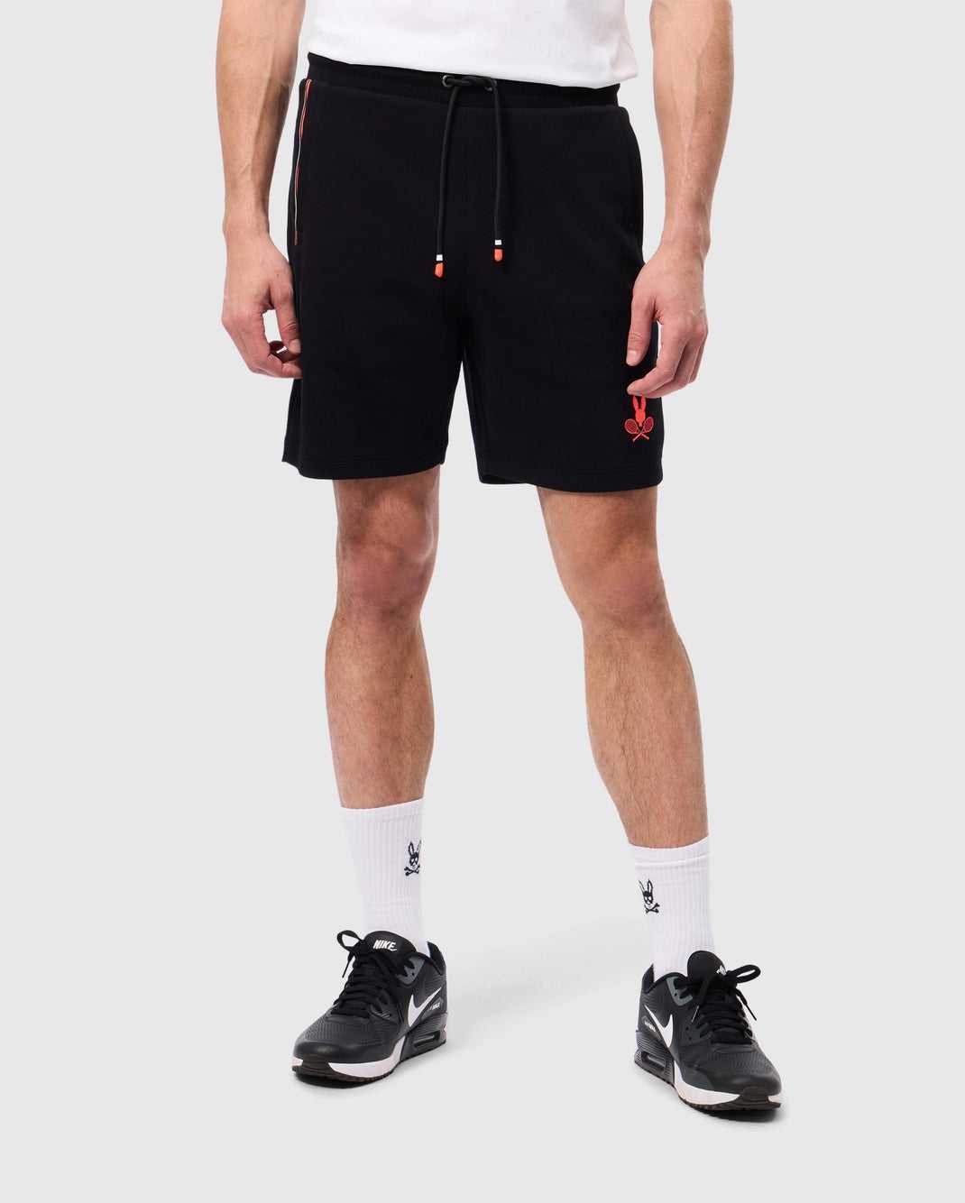 Short Psycho Bunny Courtside Track Short Noir Homme | KWX-22401656